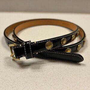 COACH black patent leather belt w/ medallions (Large)